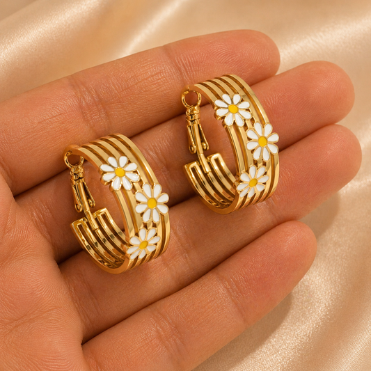 Daisy Gold Hoop Earrings
