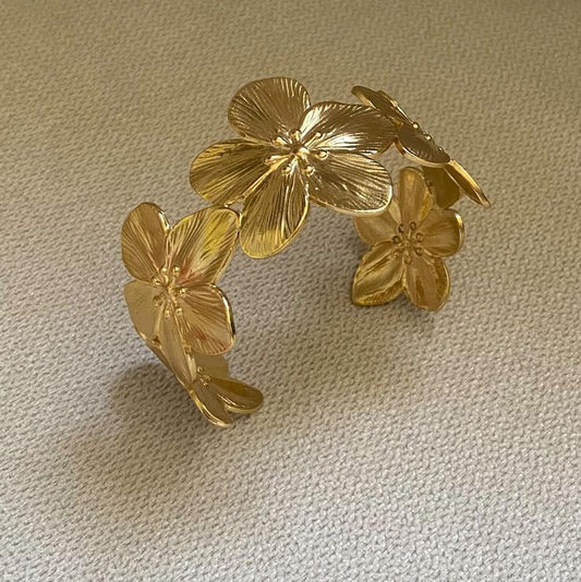 Golden Flower Adjustable Cuff
