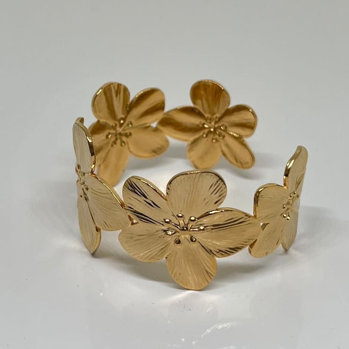 Golden Flower Adjustable Cuff