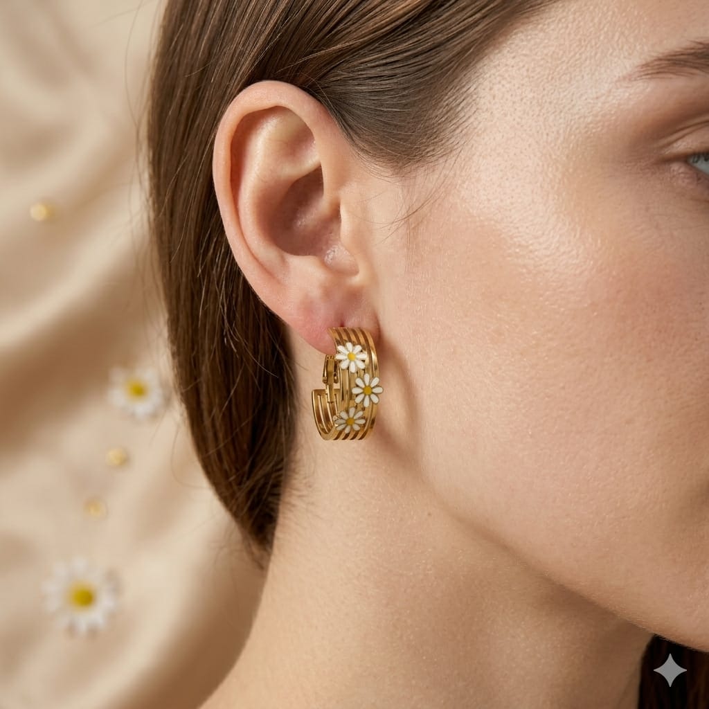 Daisy Gold Hoop Earrings