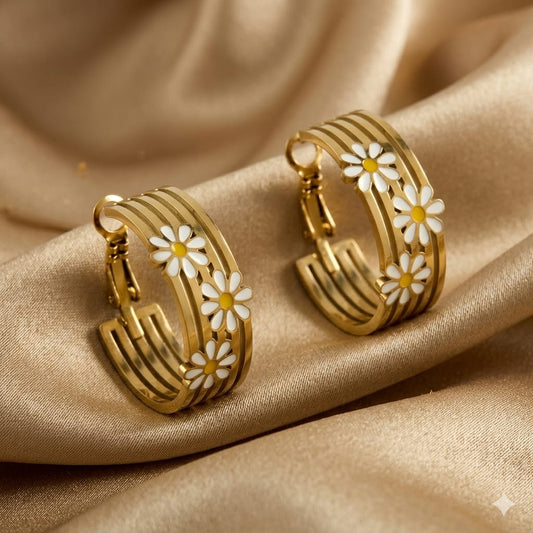 Daisy Gold Hoop Earrings