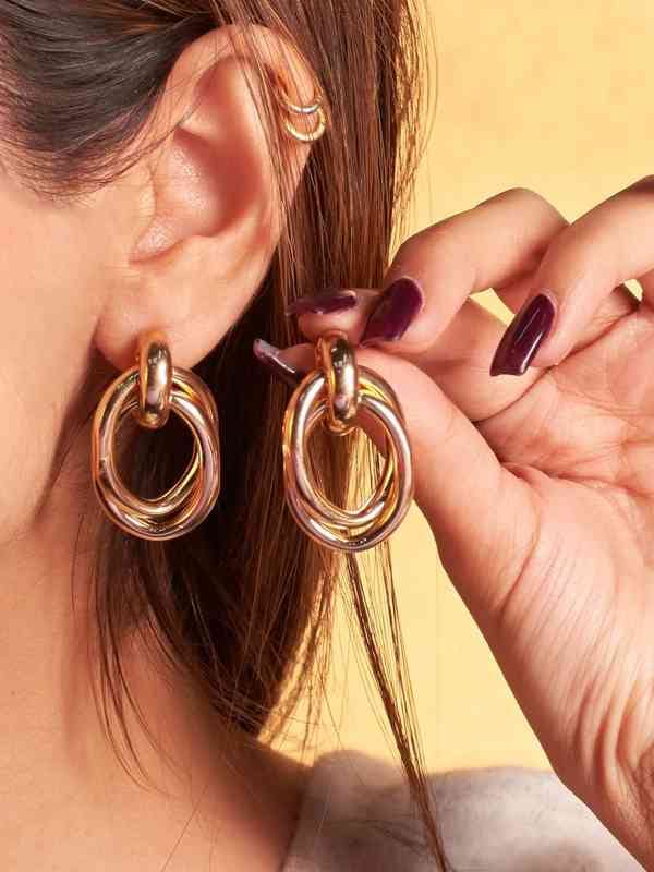 Golden Double Twist Earrings