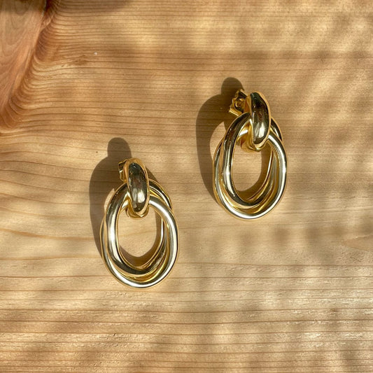 Golden Double Twist Earrings