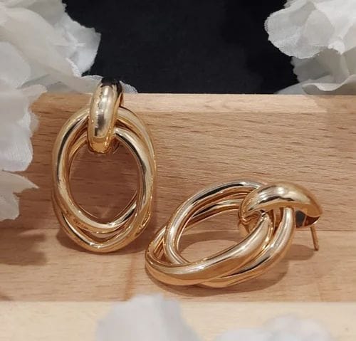 Golden Double Twist Earrings