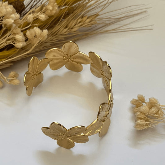 Golden Flower Adjustable Cuff
