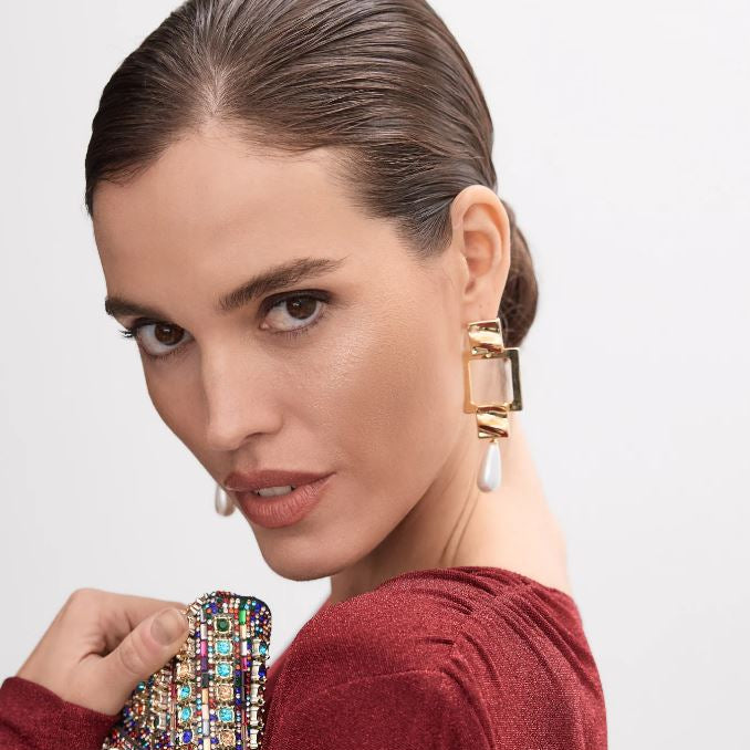 Gold Square Earrings